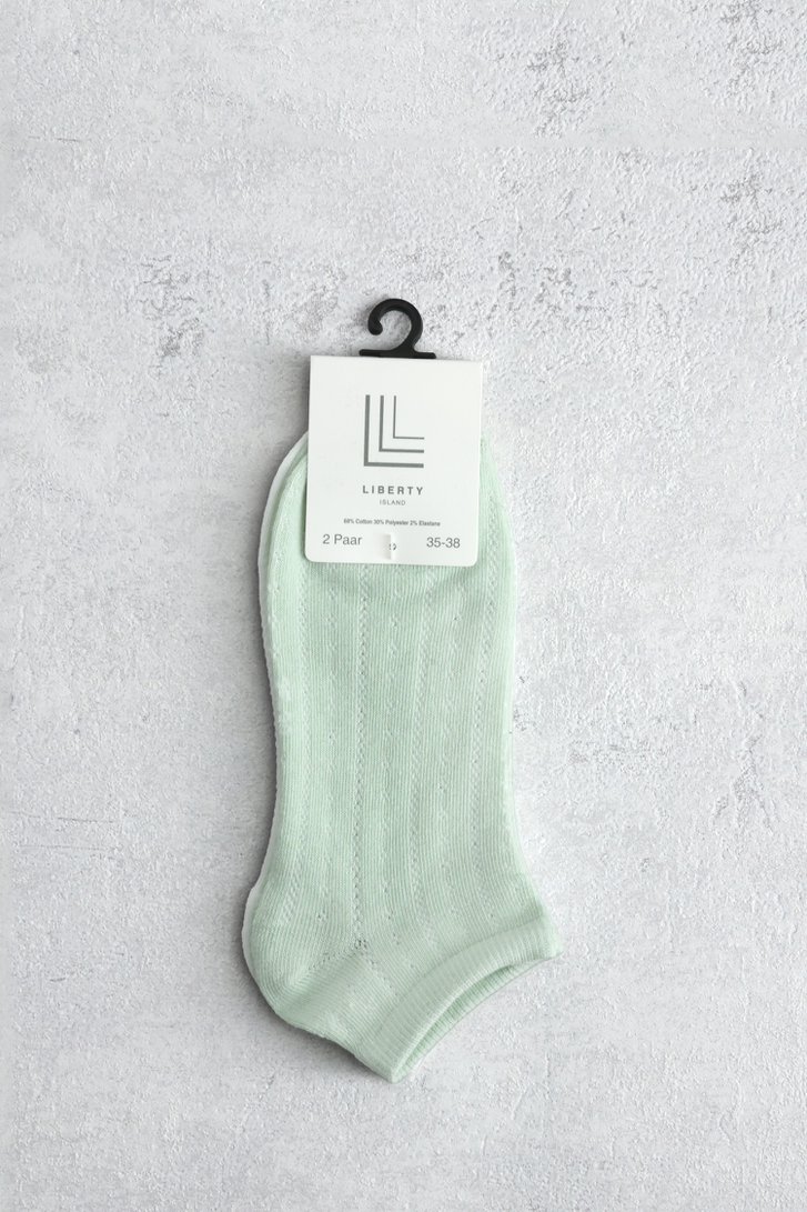 Photo produit 1 de Chaussettes basses blanches et vertes - 2 paires de Liberty Island pour Femmes