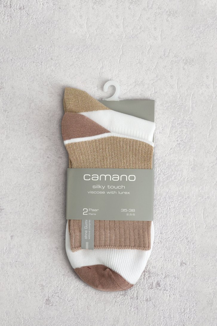 Photo produit 1 de Chaussettes basses colorblock beiges - 2 paires de Camano pour Femmes