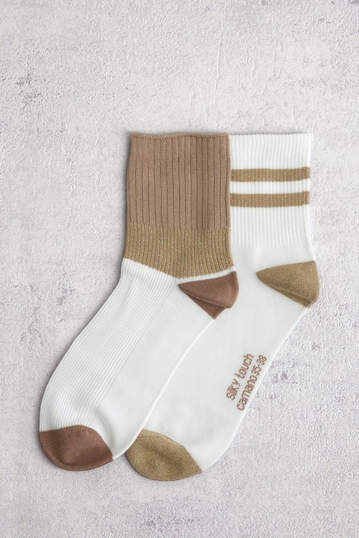 Le devant de Chaussettes basses colorblock beiges - 2 paires de Camano pour Femmes