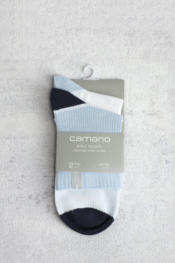 Photo produit 1 de Chaussettes basses colorblock bleues - 2 paires de Camano pour Femmes
