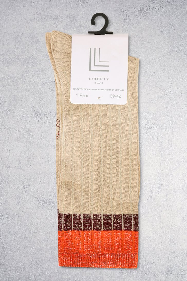 Le dos de Chaussettes beiges avec détail scintillant rouge de Liberty Island pour Femmes