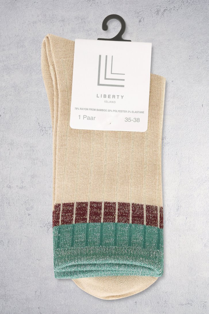 Le dos de Chaussettes beiges avec détail scintillant vert de Liberty Island pour Femmes