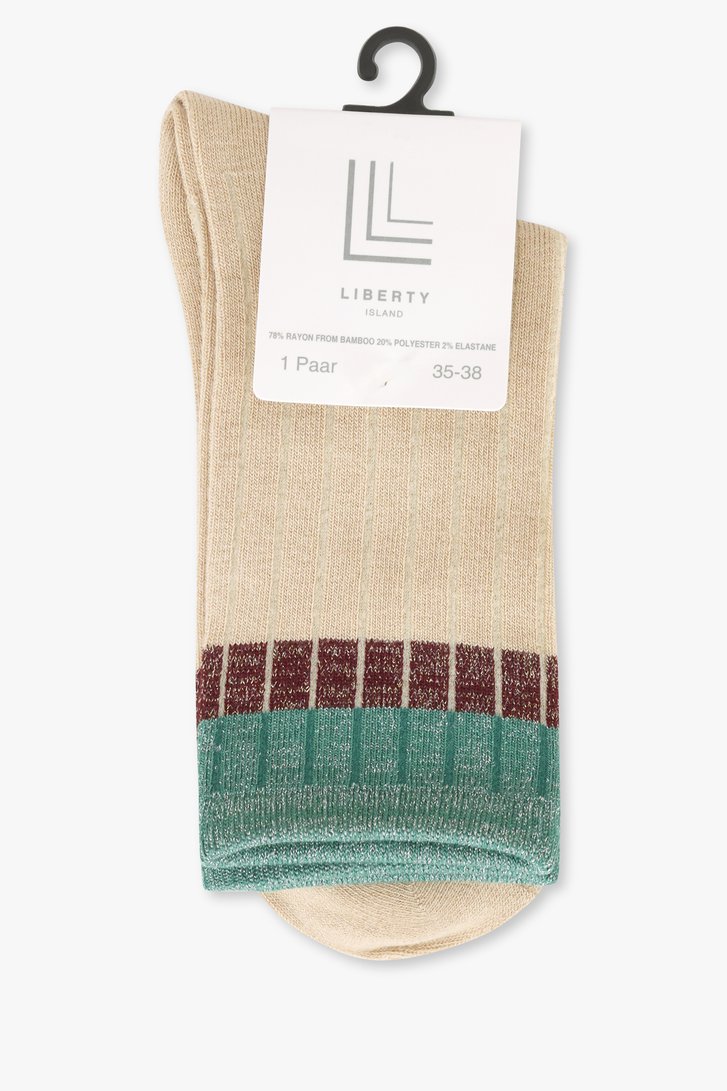 Photo produit 2 de Chaussettes beiges avec détail scintillant vert de Liberty Island pour Femmes