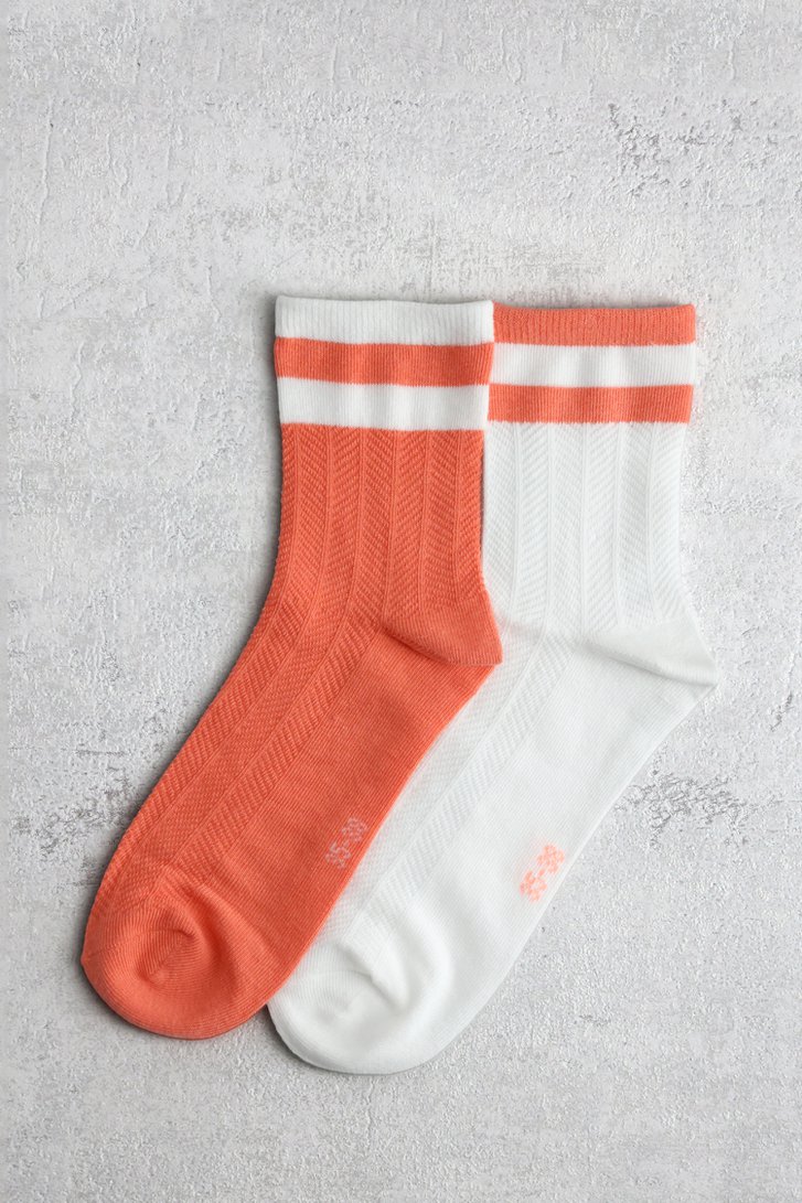 Le devant de Chaussettes colorblock rose corail - 2 paires de Liberty Island pour Femmes