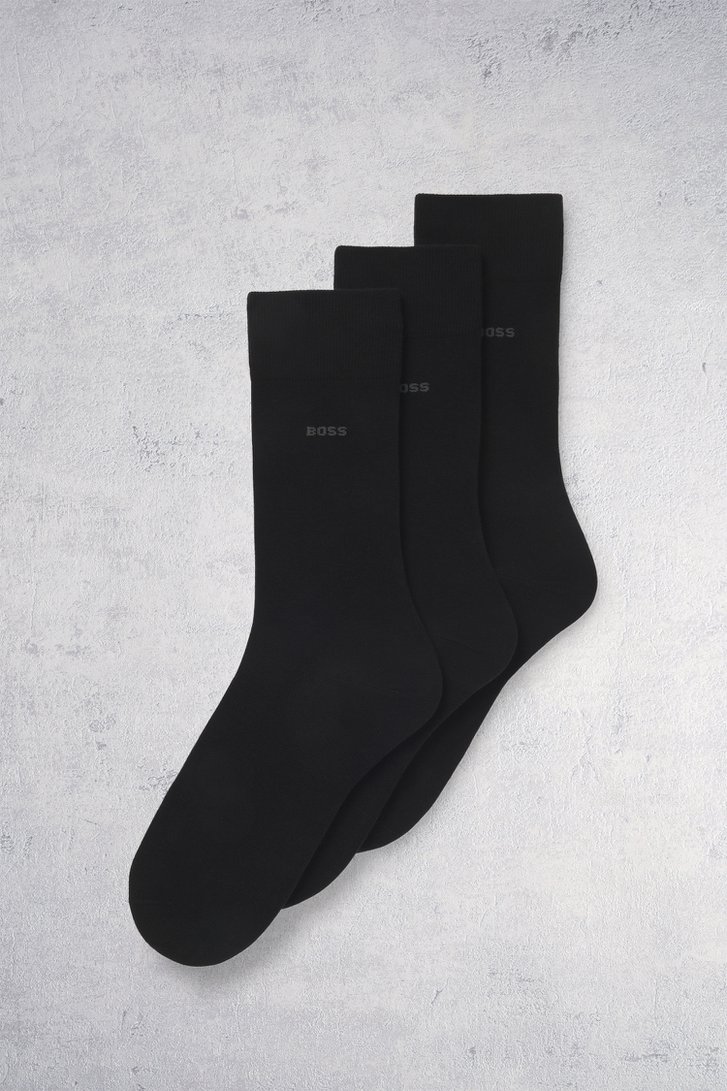Le devant de Chaussettes hautes noires – lot de 3 paires de Hugo Boss pour Hommes