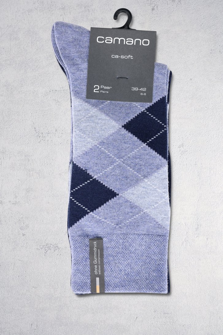 Chaussettes longues à carreaux bleus - 2 paires de Camano pour Hommes