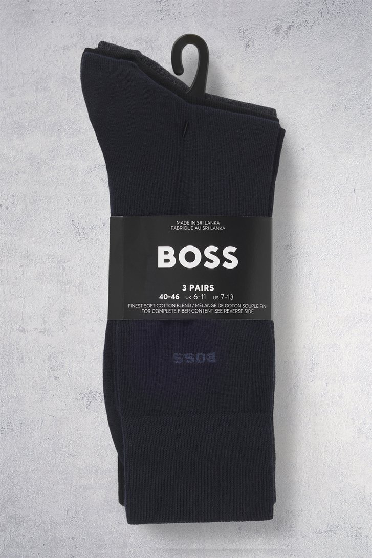 Photo produit 1 de Chaussettes longues unies – 3 paires de Hugo Boss pour Hommes