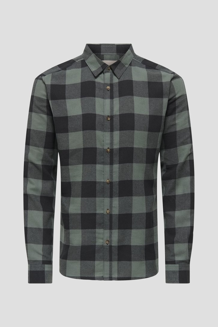 Photo produit 1 de Chemise à carreaux beige-noir - Slim fit de Only & Sons pour Hommes