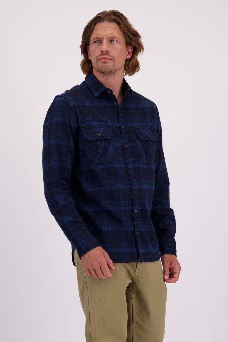 Le devant de Chemise à carreaux bleu foncé  de Ravøtt pour Hommes