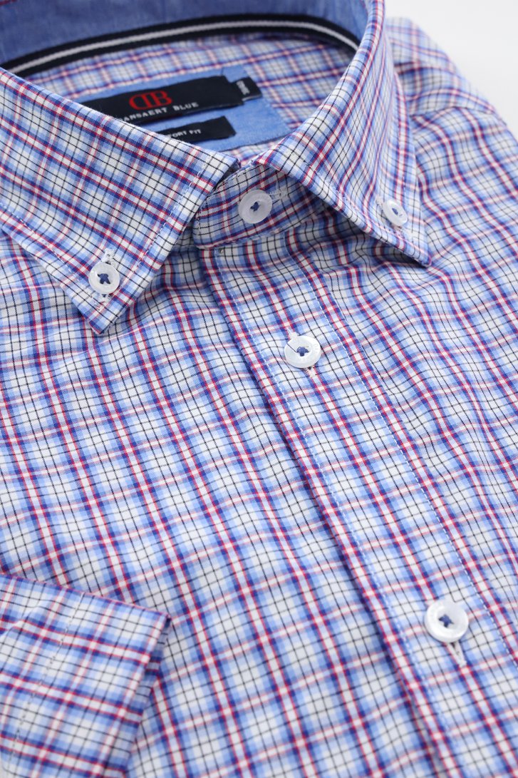 Chemise à carreaux bleu-rouge - comfort fit de Dansaert Blue pour Hommes