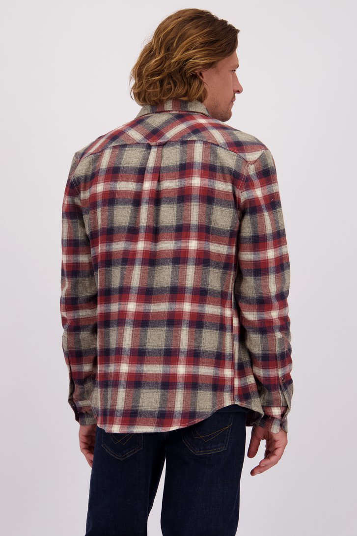 Le dos de Chemise à carreaux bordeaux – Regular fit de Ravøtt pour Hommes
