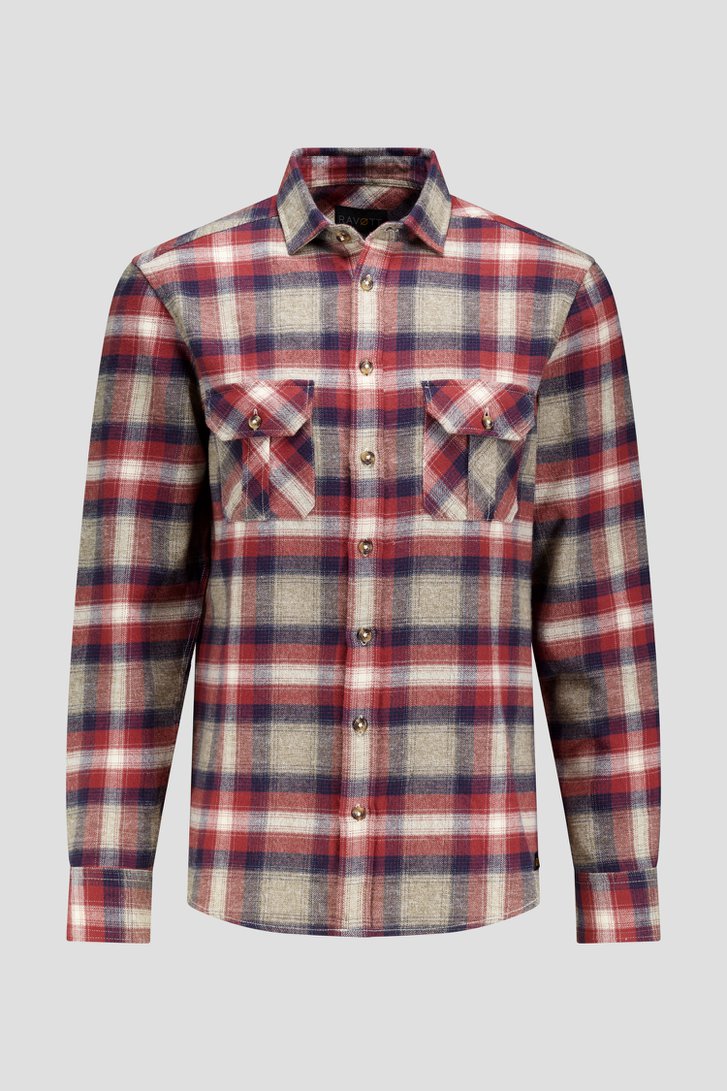 Photo produit 1 de Chemise à carreaux bordeaux – Regular fit de Ravøtt pour Hommes