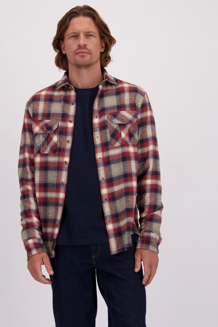 Le devant de Chemise à carreaux bordeaux – Regular fit de Ravøtt pour Hommes