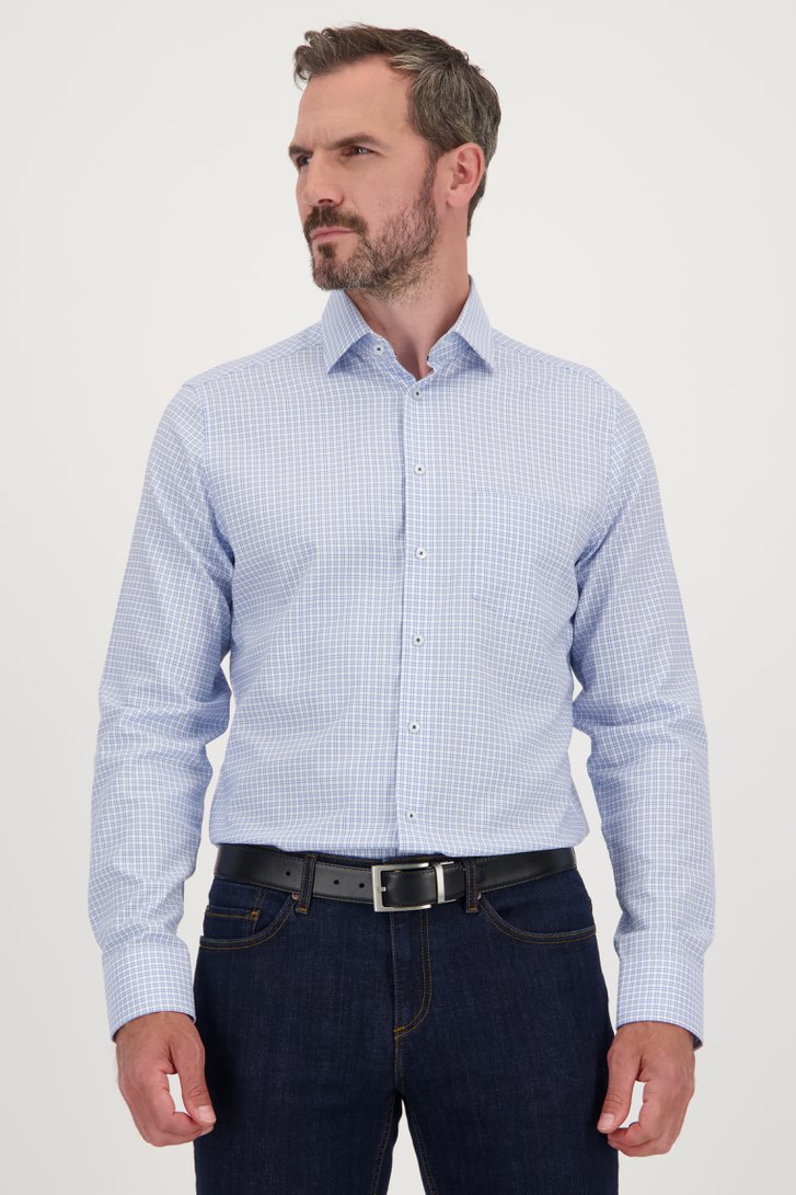 Chemise à carreaux fins bleu clair - Regular fit de Dansaert Black pour Hommes