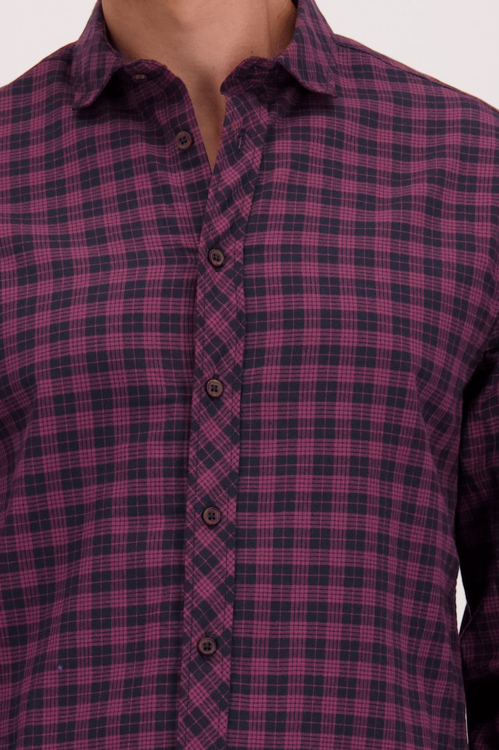 Détail de Chemise à carreaux noir-violet - Regular fit de Casual Five pour Hommes