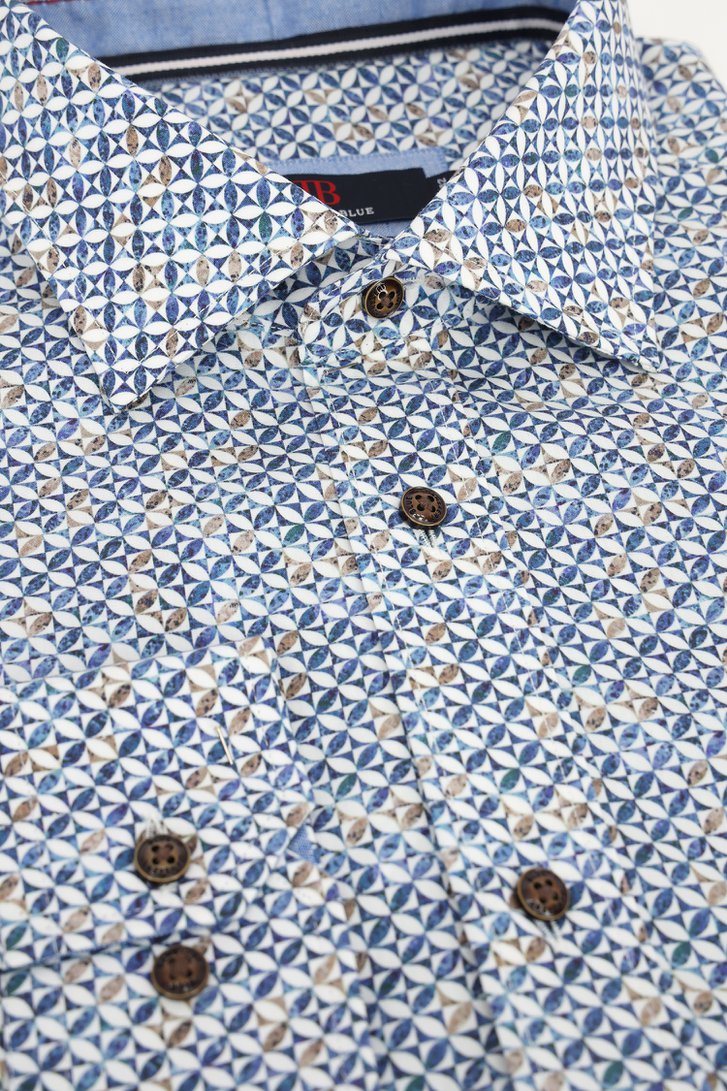 Photo produit 1 de Chemise à imprimé bleu et beige – Comfort fit de Dansaert Blue pour Hommes