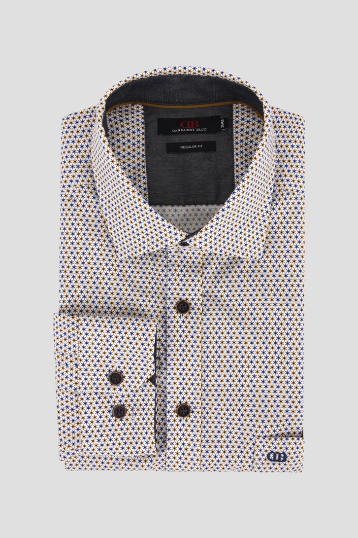Chemise à imprimé fin en ocre/bleu - Regular fit de Dansaert Blue pour Hommes