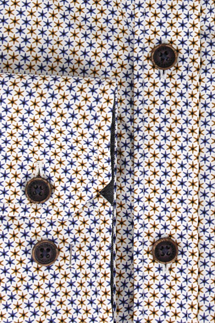 Chemise à imprimé fin en ocre/bleu - Regular fit de Dansaert Blue pour Hommes