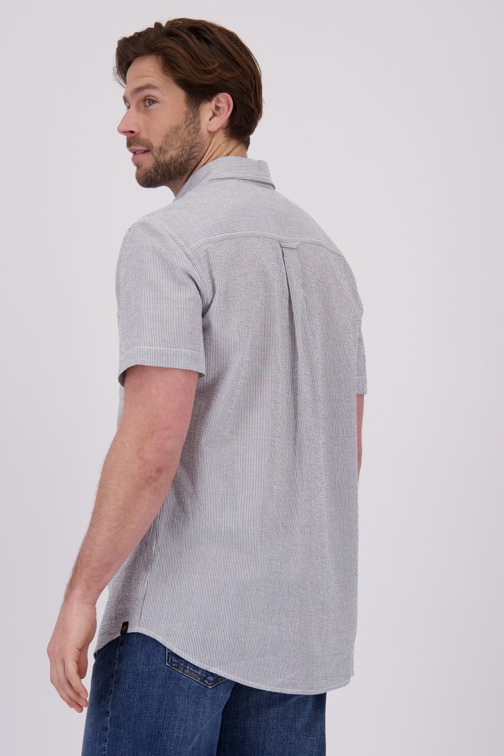 Chemise à manches courtes rayée blanc et bleu de Ravøtt pour Hommes