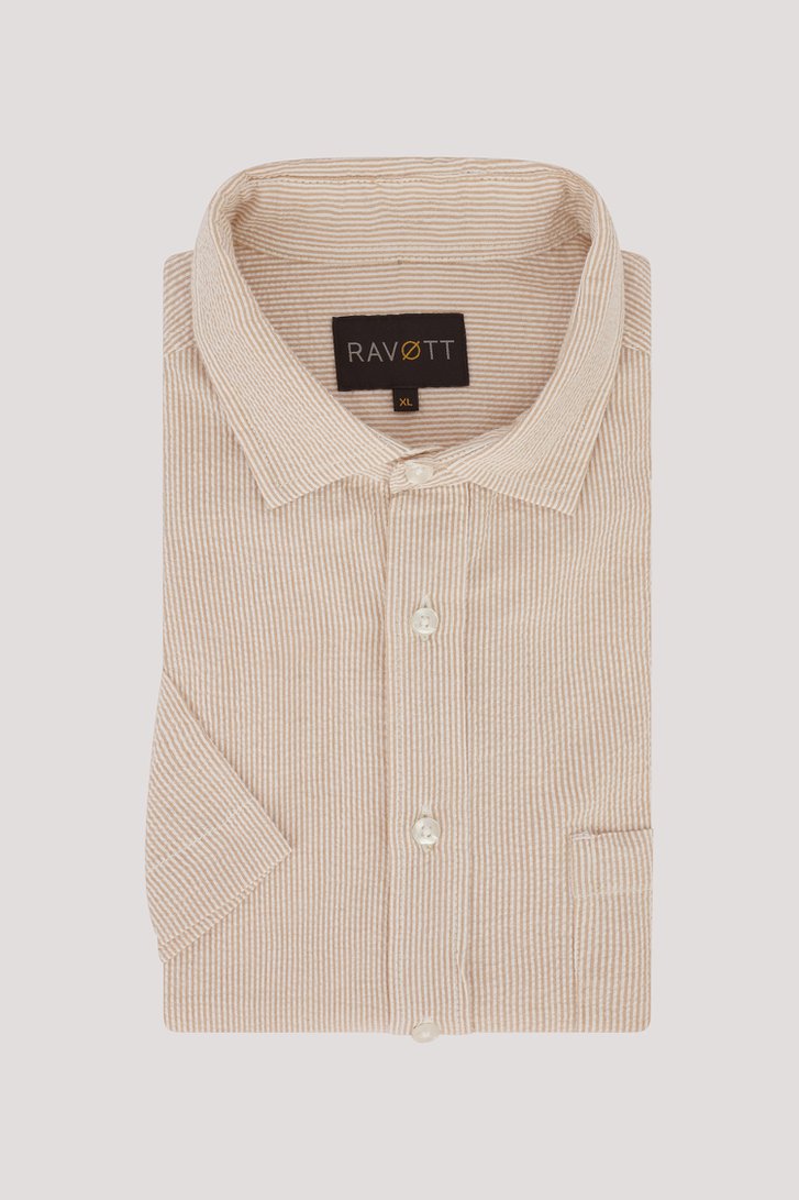 Chemise à manches courtes rayée blanc et marron de Ravøtt pour Hommes