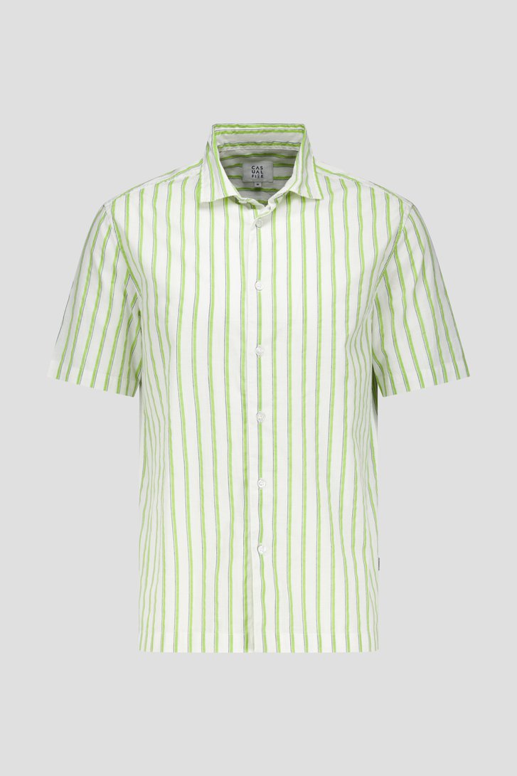 Chemise à manches courtes rayée vert-écru de Casual Five pour Hommes