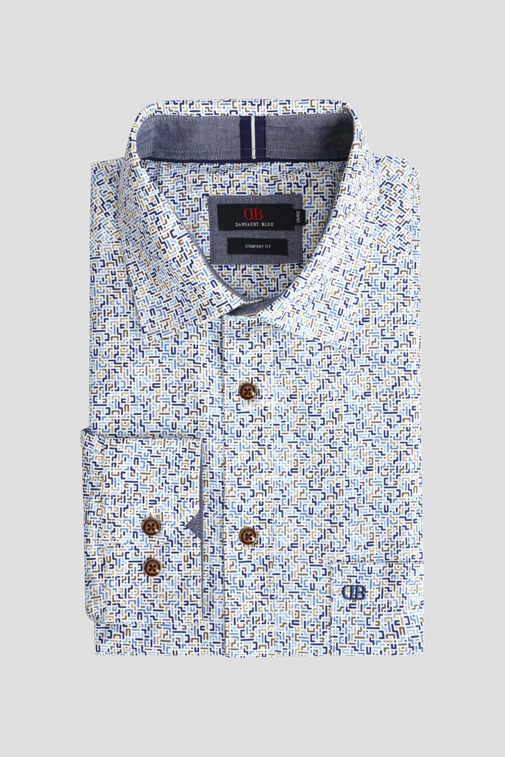 Le devant de Chemise à motif bleu et brun – Comfort fit de Dansaert Blue pour Hommes