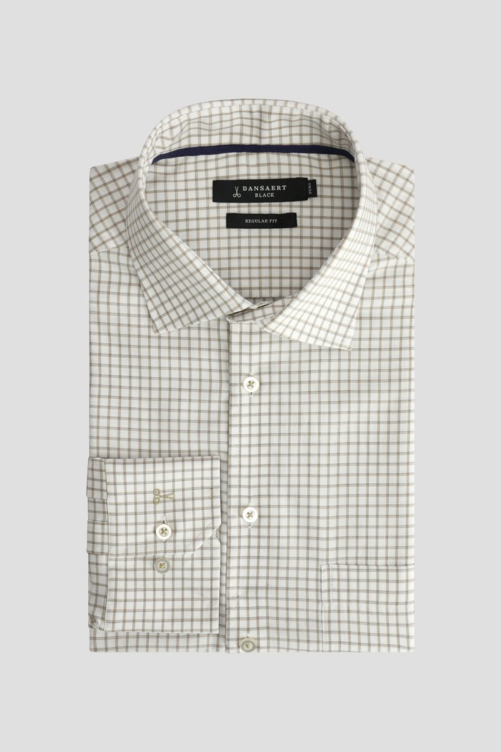 Photo produit 1 de Chemise à motif carreaux beige – Regular fit de Dansaert Black pour Hommes