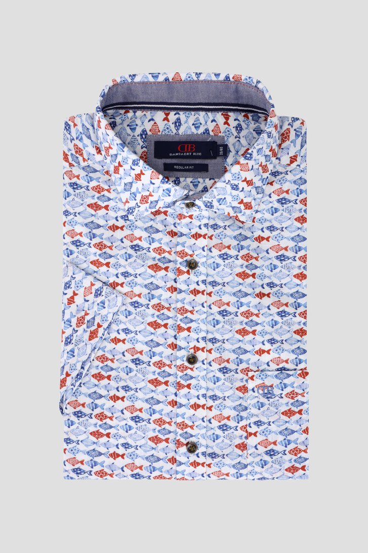Chemise à motif poissons bleu-rouge - Regular fit de Dansaert Blue pour Hommes