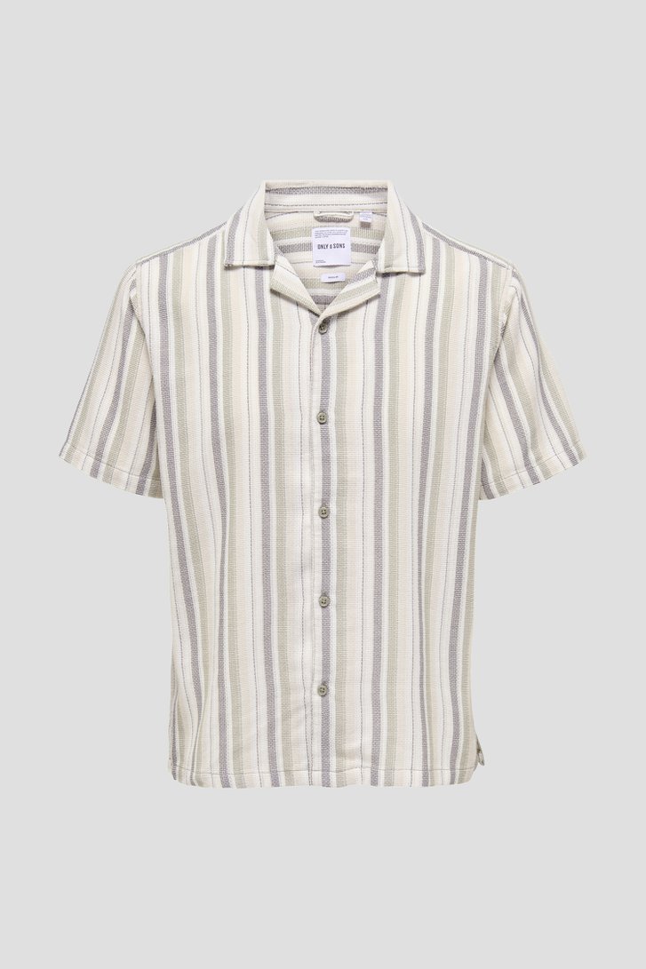 Chemise à motif rayé beige et vert de ONLY & SONS pour Hommes