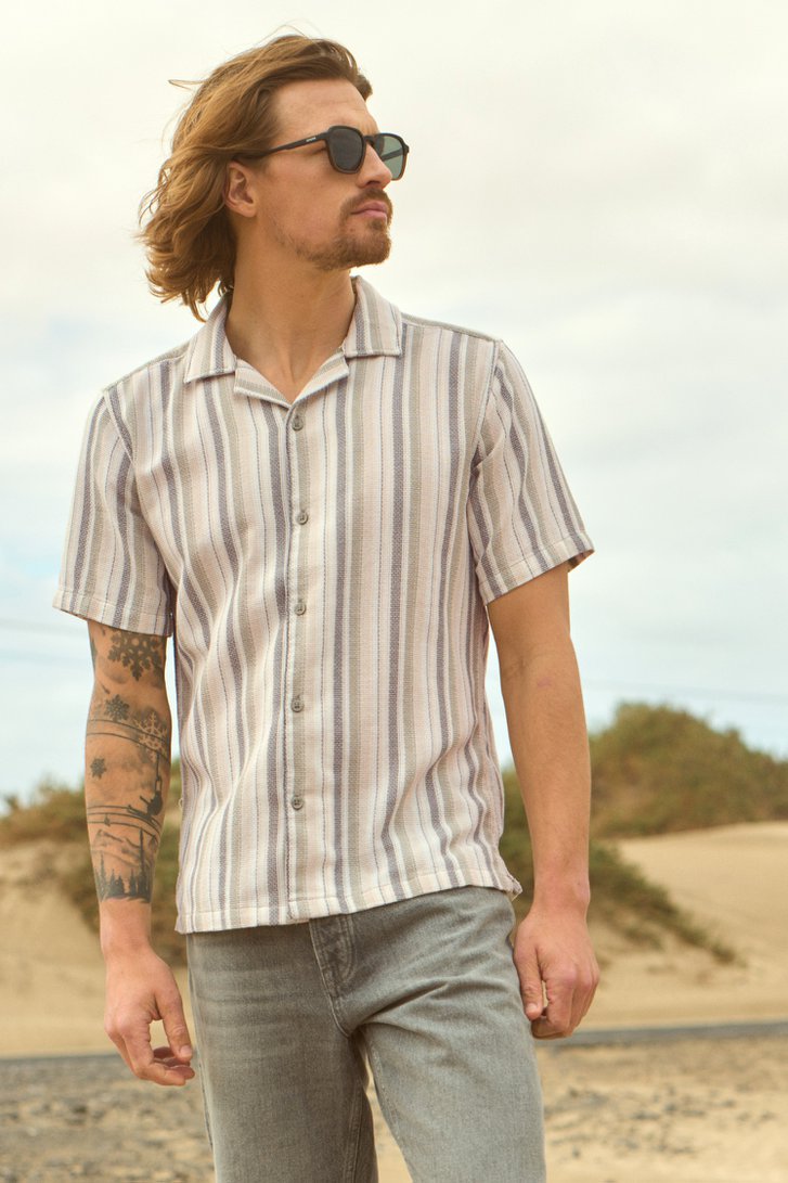 Chemise à motif rayé beige et vert de ONLY & SONS pour Hommes
