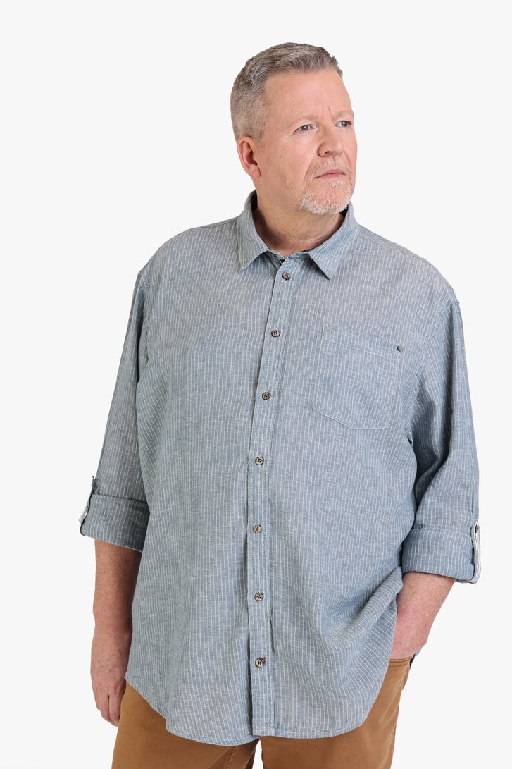 Chemise à rayures bleu gris en lin