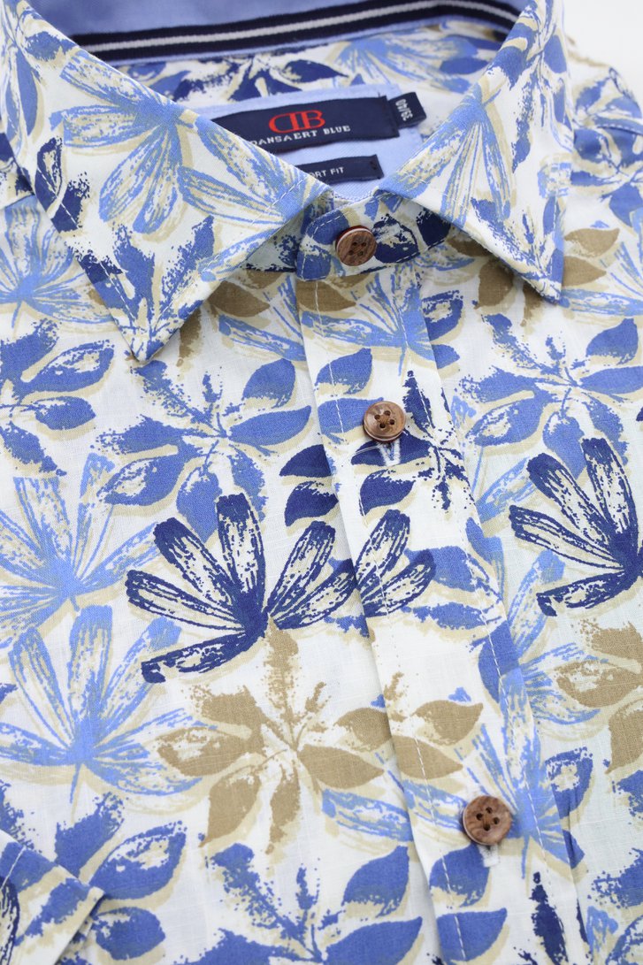 Chemise avec feuilles beige-bleu - Comfort fit de Dansaert Blue pour Hommes