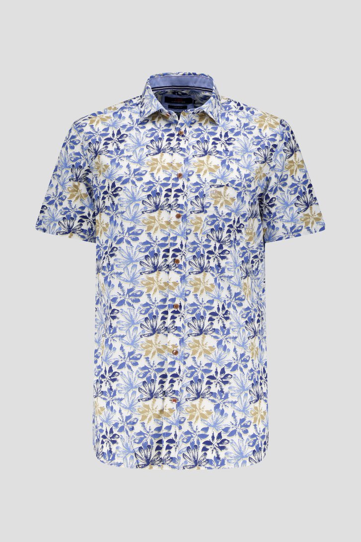 Chemise avec feuilles beige-bleu - Comfort fit de Dansaert Blue pour Hommes