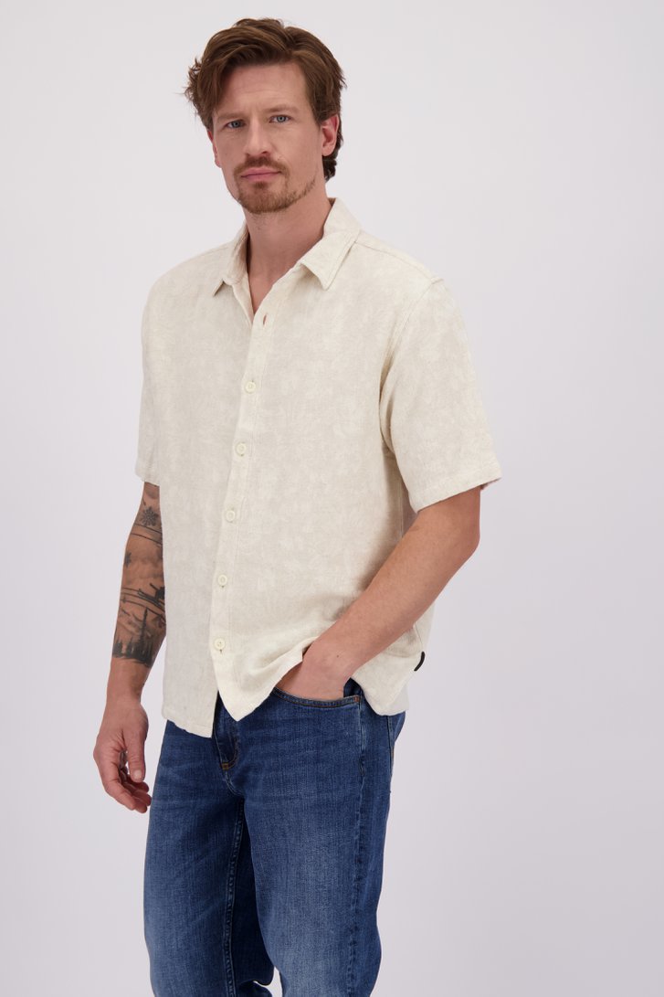 Le devant de Chemise beige à motif floral subtil de Bluefields pour Hommes