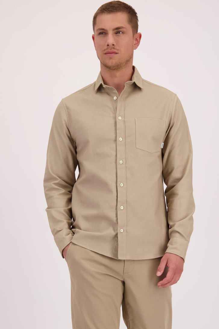 Le devant de Chemise beige à motif subtil de Casual Five pour Hommes