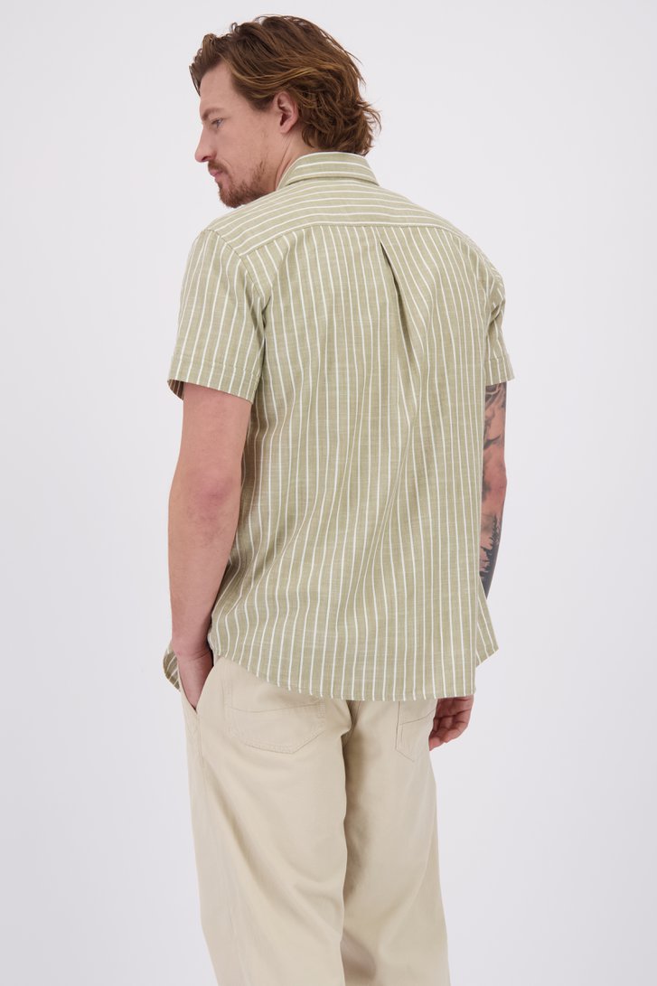 Le dos de Chemise beige à rayures et manches courtes de Ravøtt pour Hommes