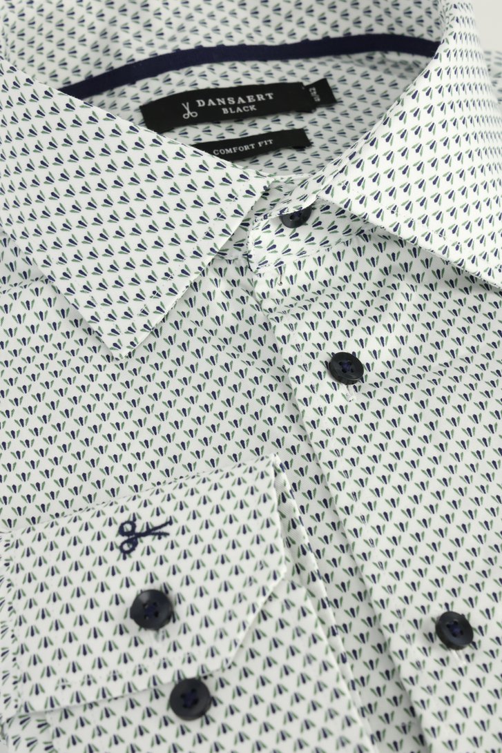 Photo produit 1 de Chemise blanche à fine imprimé vert - Comfort fit de Dansaert Black pour Hommes