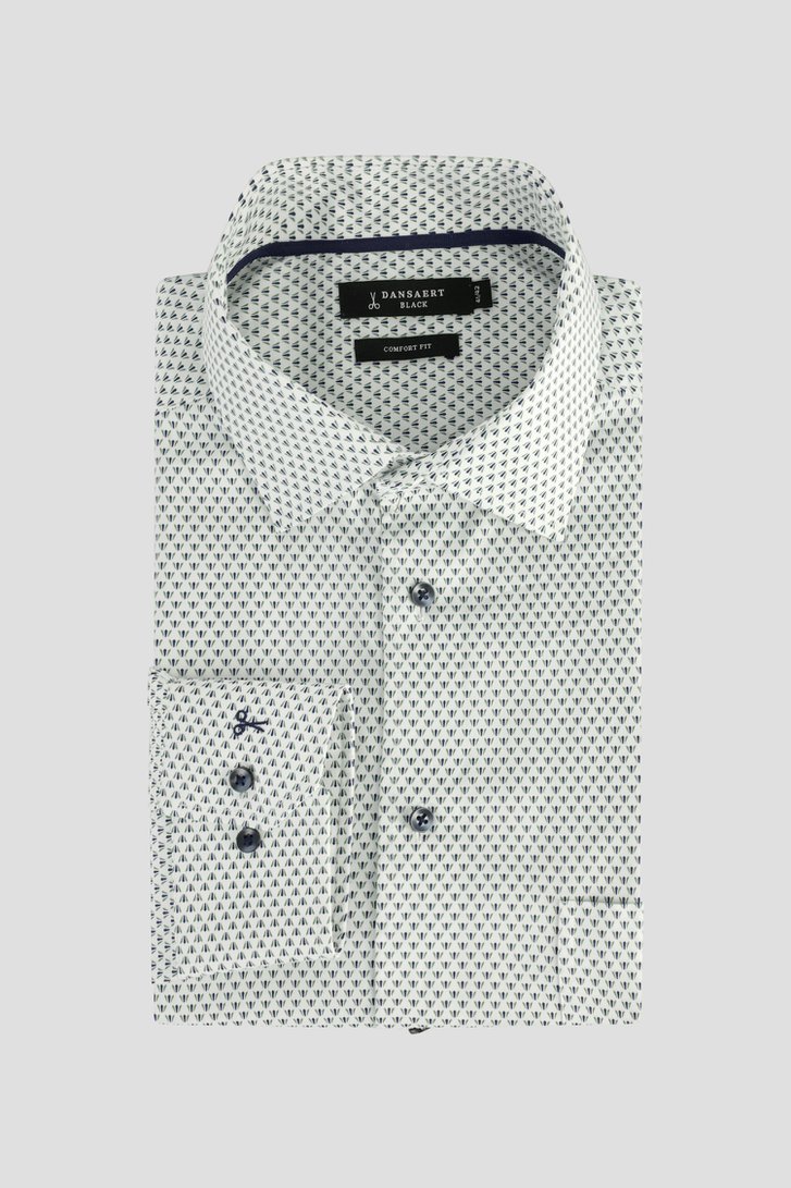 Le devant de Chemise blanche à fine imprimé vert - Comfort fit de Dansaert Black pour Hommes