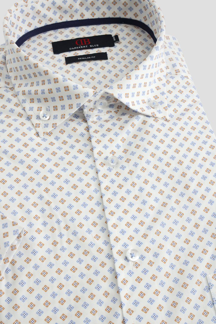 Photo produit 1 de Chemise blanche à imprimé beige-bleu - Regular fit de Dansaert Blue pour Hommes