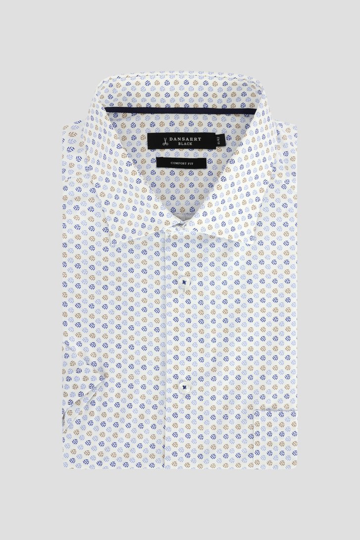 Chemise blanche à imprimé bleu-brun – Comfort fit de Dansaert Black pour Hommes