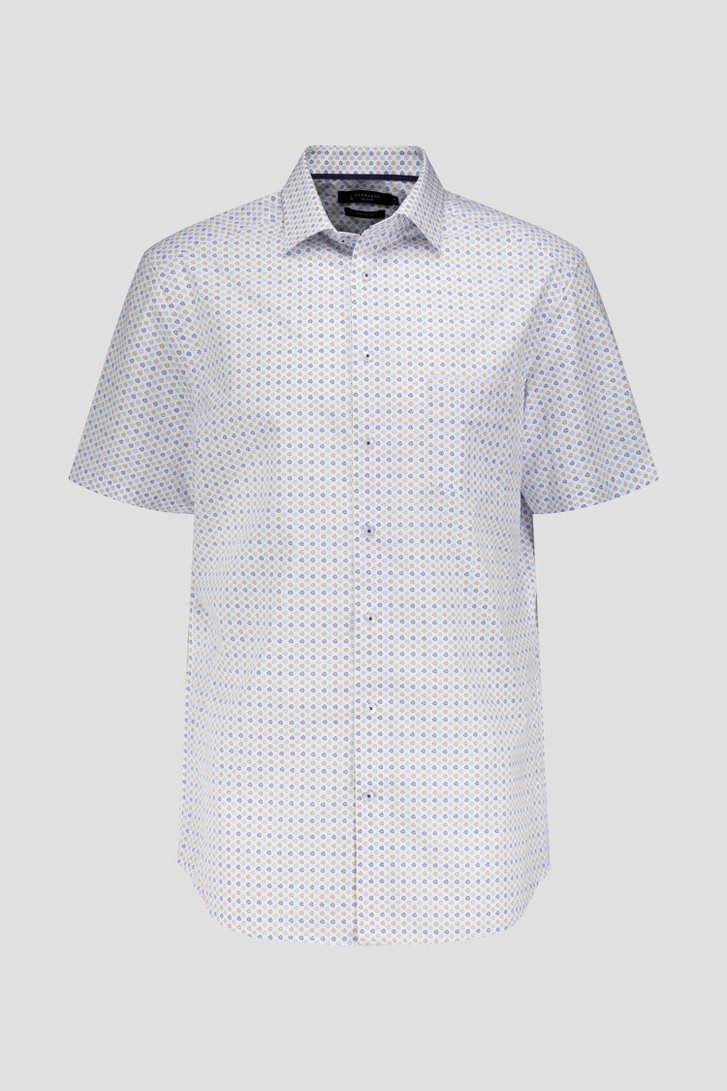 Chemise blanche à imprimé bleu-brun – Comfort fit de Dansaert Black pour Hommes