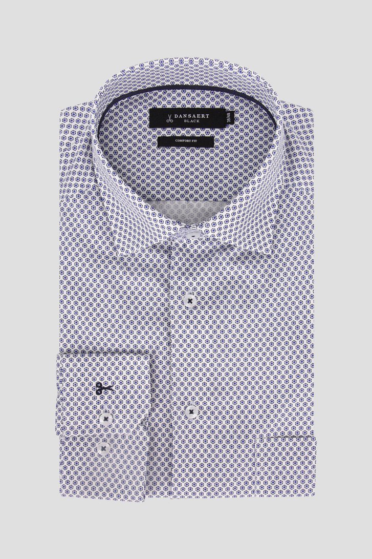 Chemise blanche à imprimé bleu fin - Comfort fit de Dansaert Black pour Hommes