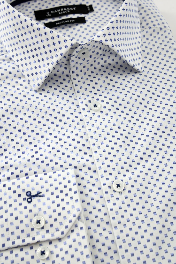 Chemise blanche à imprimé bleu - regular fit de Dansaert Black pour Hommes