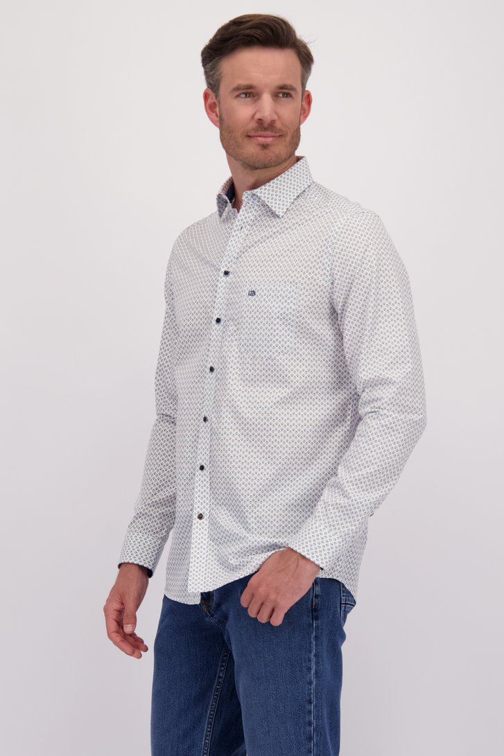 Chemise blanche à imprimé bleu - regular fit de Dansaert Blue pour Hommes