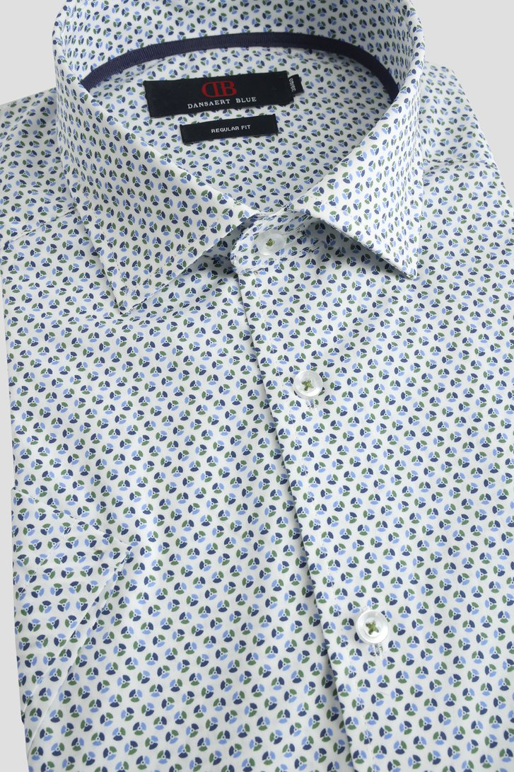Photo produit 1 de Chemise blanche à imprimé bleu-vert – Regular fit de Dansaert Blue pour Hommes