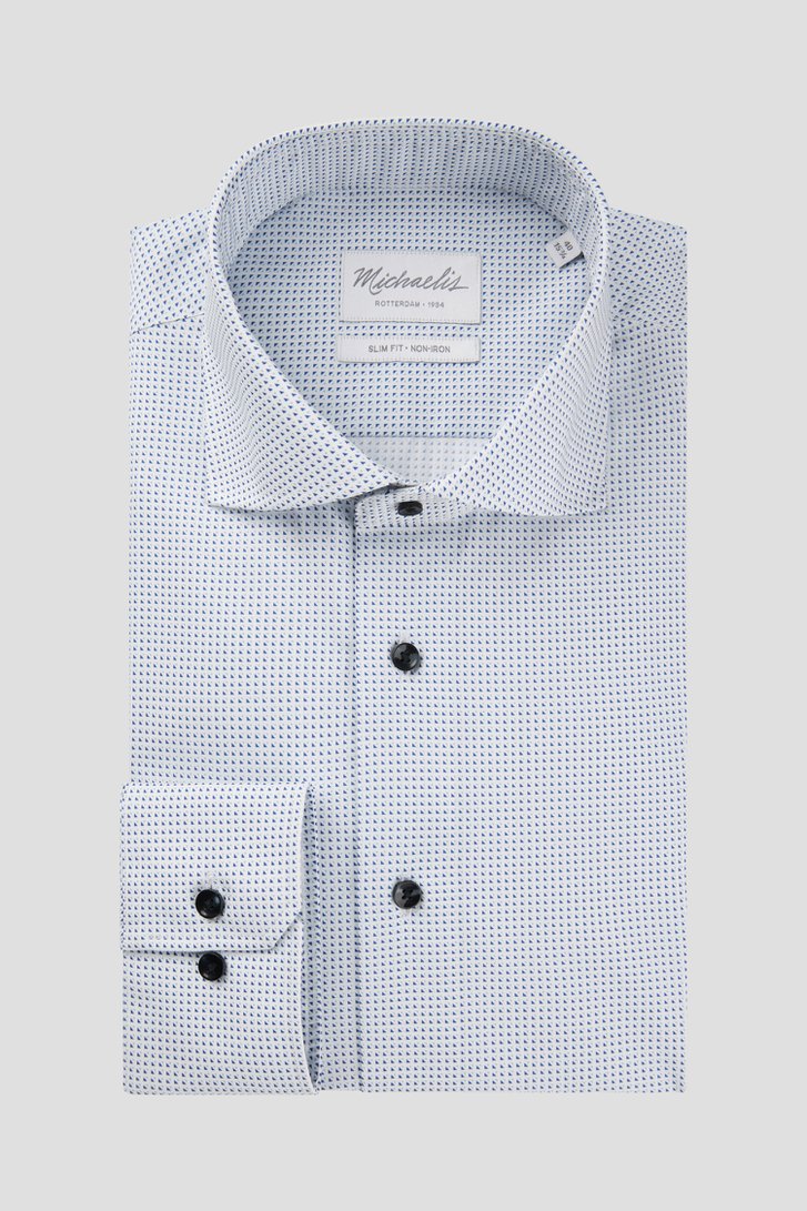 Chemise blanche à imprimé fin bleu - Slim fit de Michaelis pour Hommes