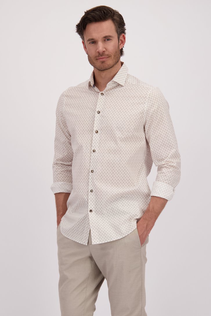 Chemise blanche à imprimé marron - regular fit de Upper East pour Hommes