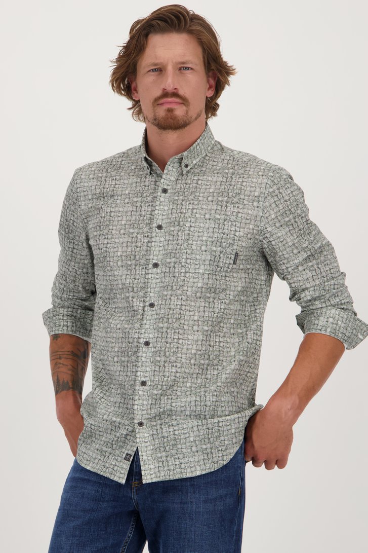 Le devant de Chemise blanche à imprimé rotin vert - Regular fit de Bluefields pour Hommes