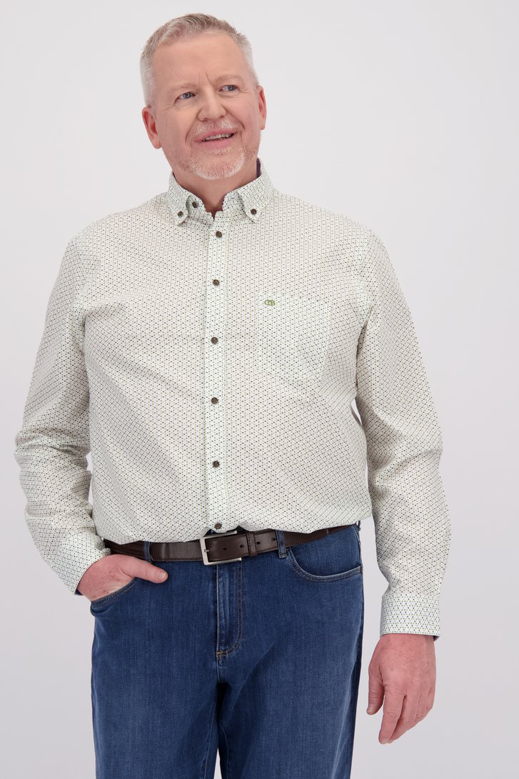 Chemise blanche à mini imprimé vert - comfort fit de Dansaert Blue pour Hommes