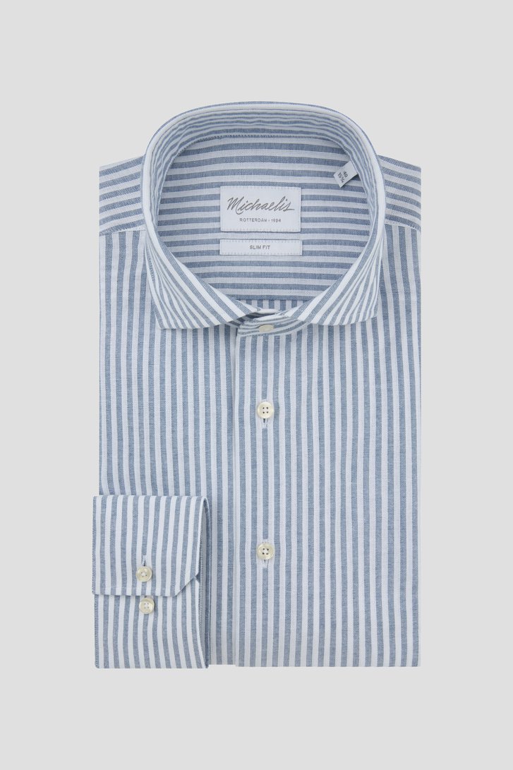 Photo produit 1 de Chemise blanche à motif rayé bleu – Slim fit de Michaelis pour Hommes